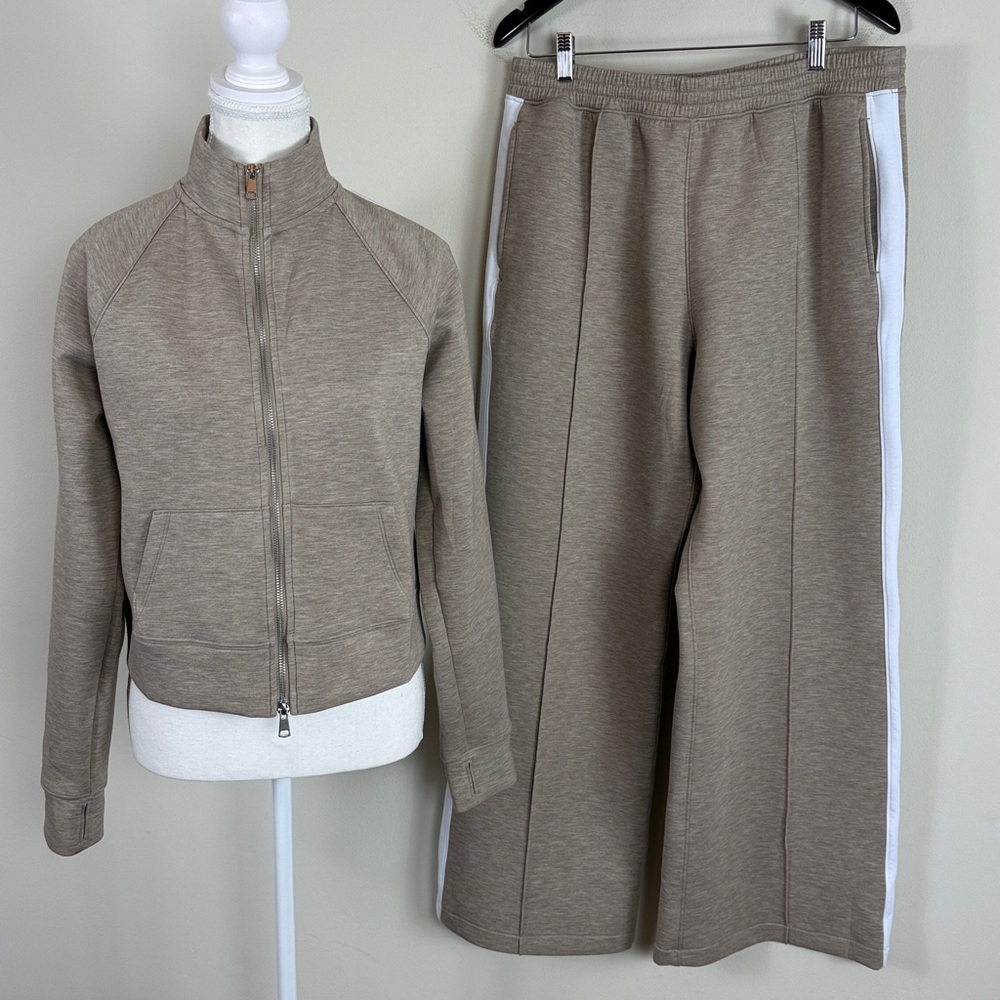 YPB NeoKnit by A&F Active Pants &‎ Jacket Set in Beige Heather Size Large